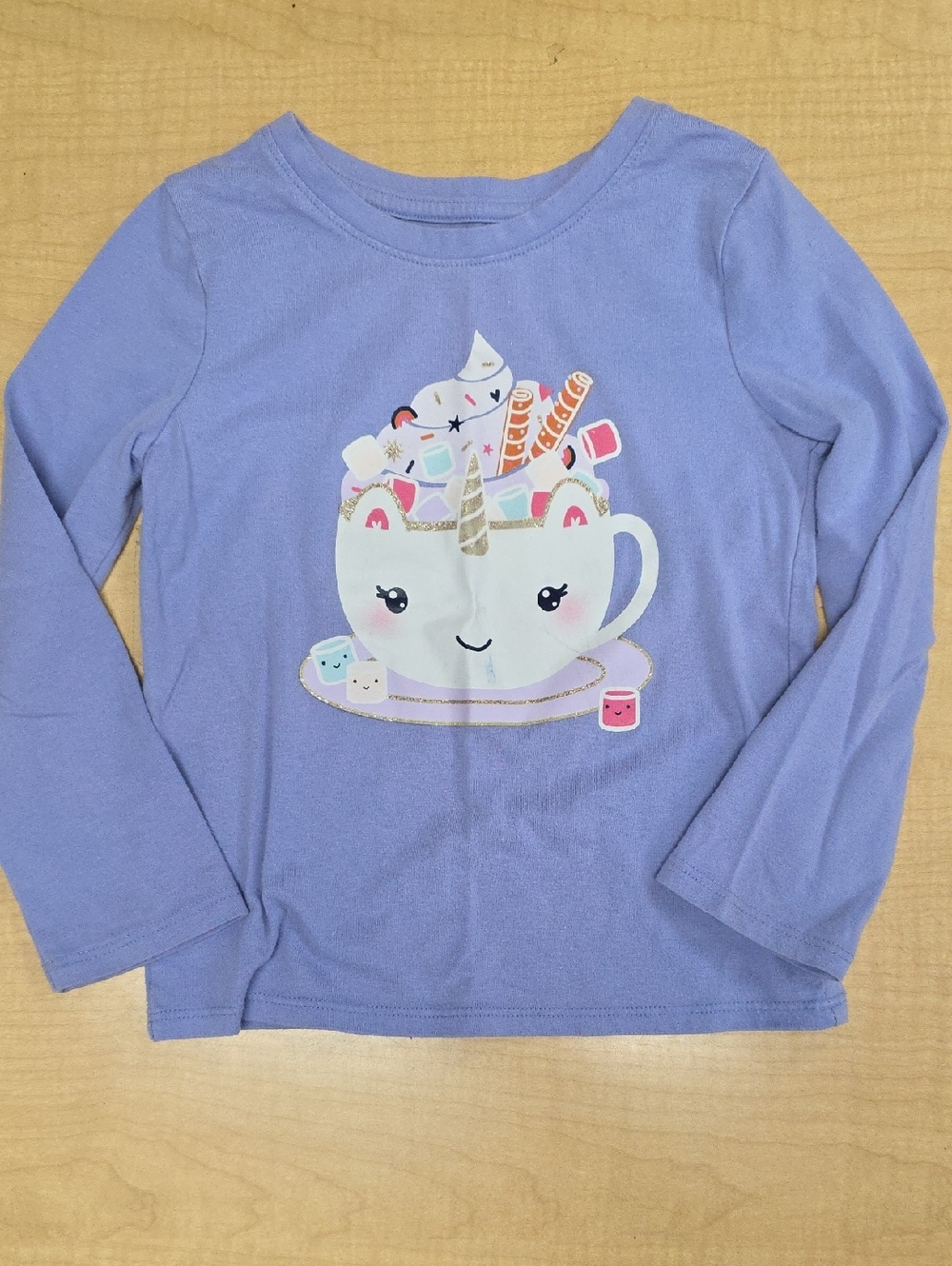 Cat & Jack Lavender Unicorn Cup Long Sleeve Tee